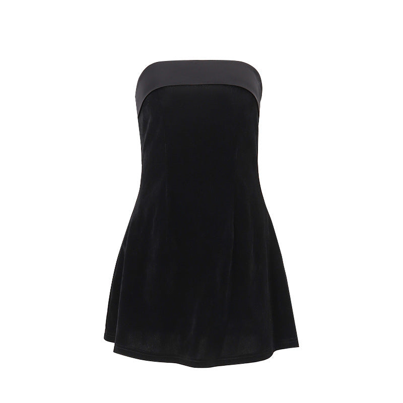 Slim Tube-top Dress Fashion Zipper A-line Short Dresses Party Evening Clothing For Women