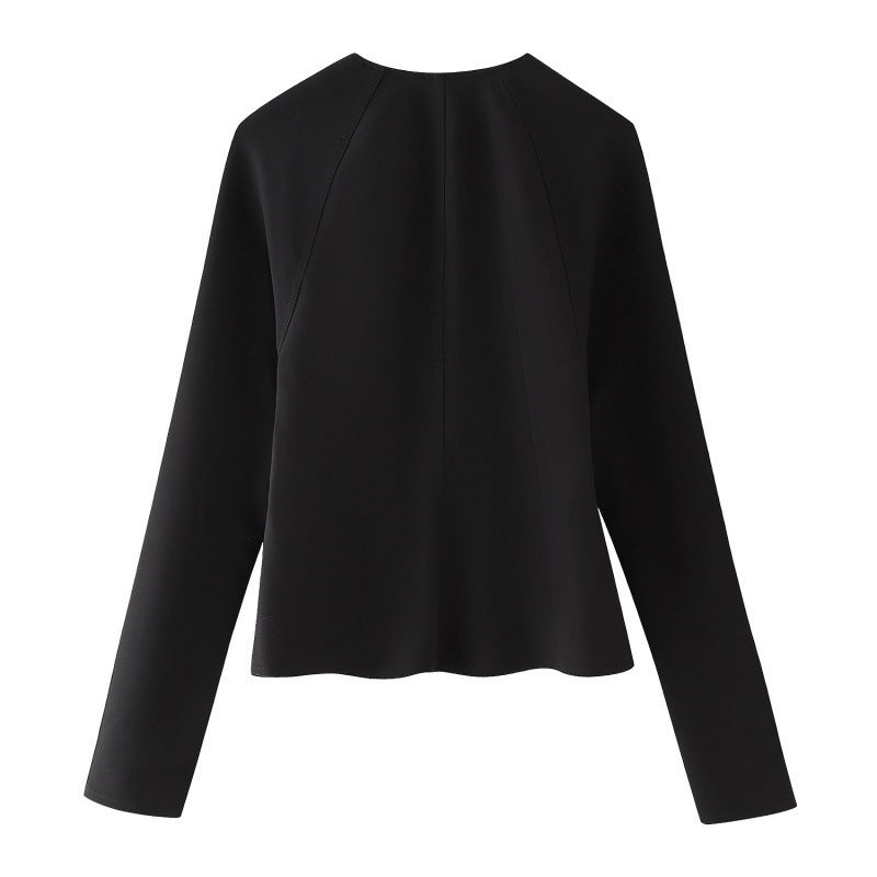 Summer Bow Slim Shirt Mini Skirt Set