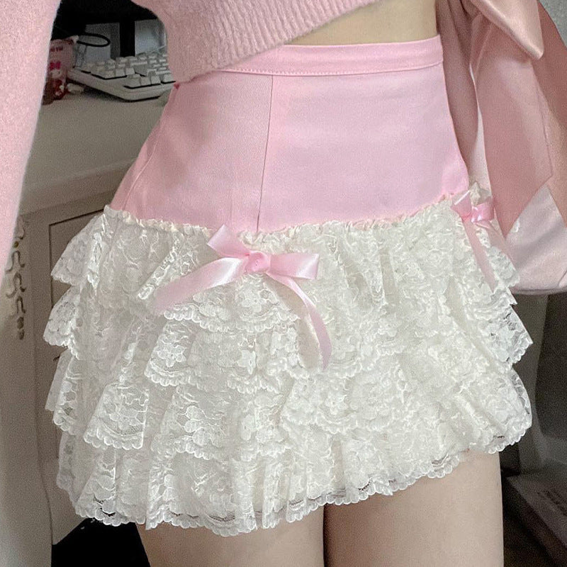 Ladies Bow Lace Patchwork Easy Matching Top