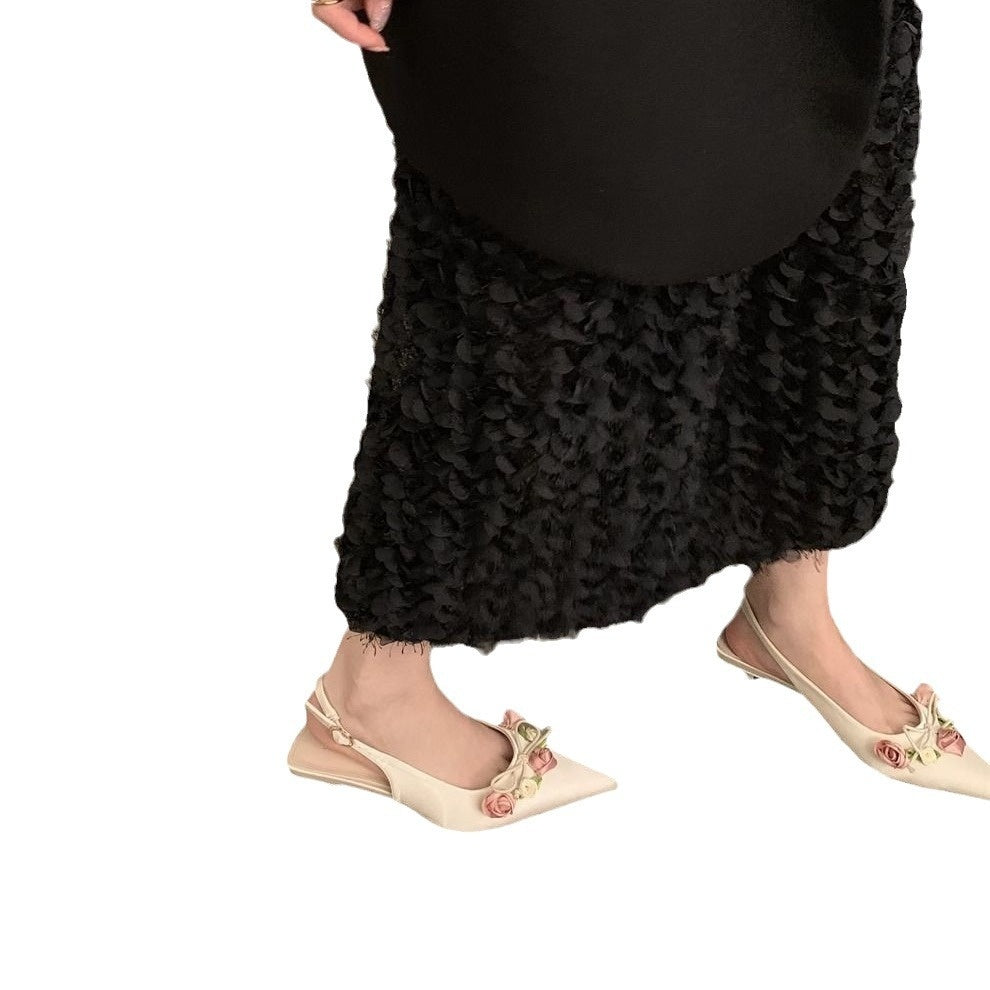 French Style Elegant Sandals With Skirt High Heels