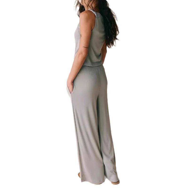 Comfortable Sling Loose Drooping Wide Leg Pants Suit