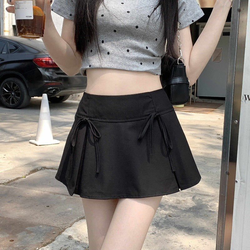 Hot Girl Bow Lace-up Skirt