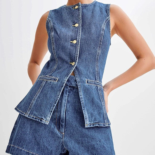 High Waisted Women's Suit Denim Shorts