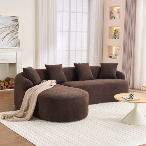 Full Compression Sponge L-Shape Sectional Sofa, Modular Chaise Chenille Couch, 30D High-Density