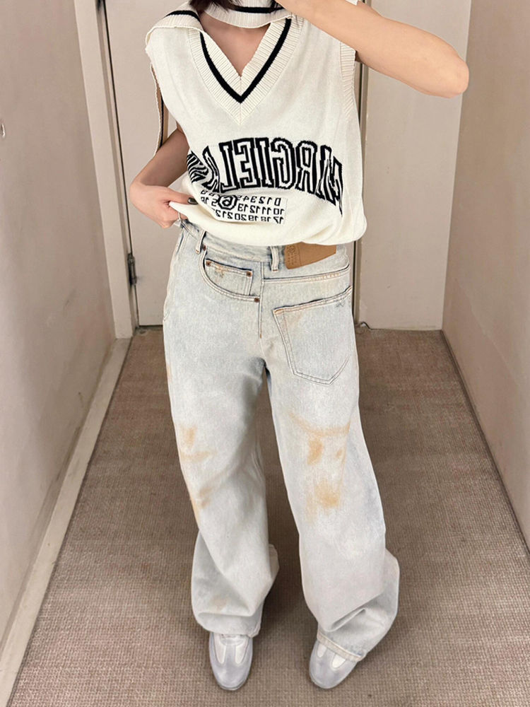 Retro Stitching Jeans For Women