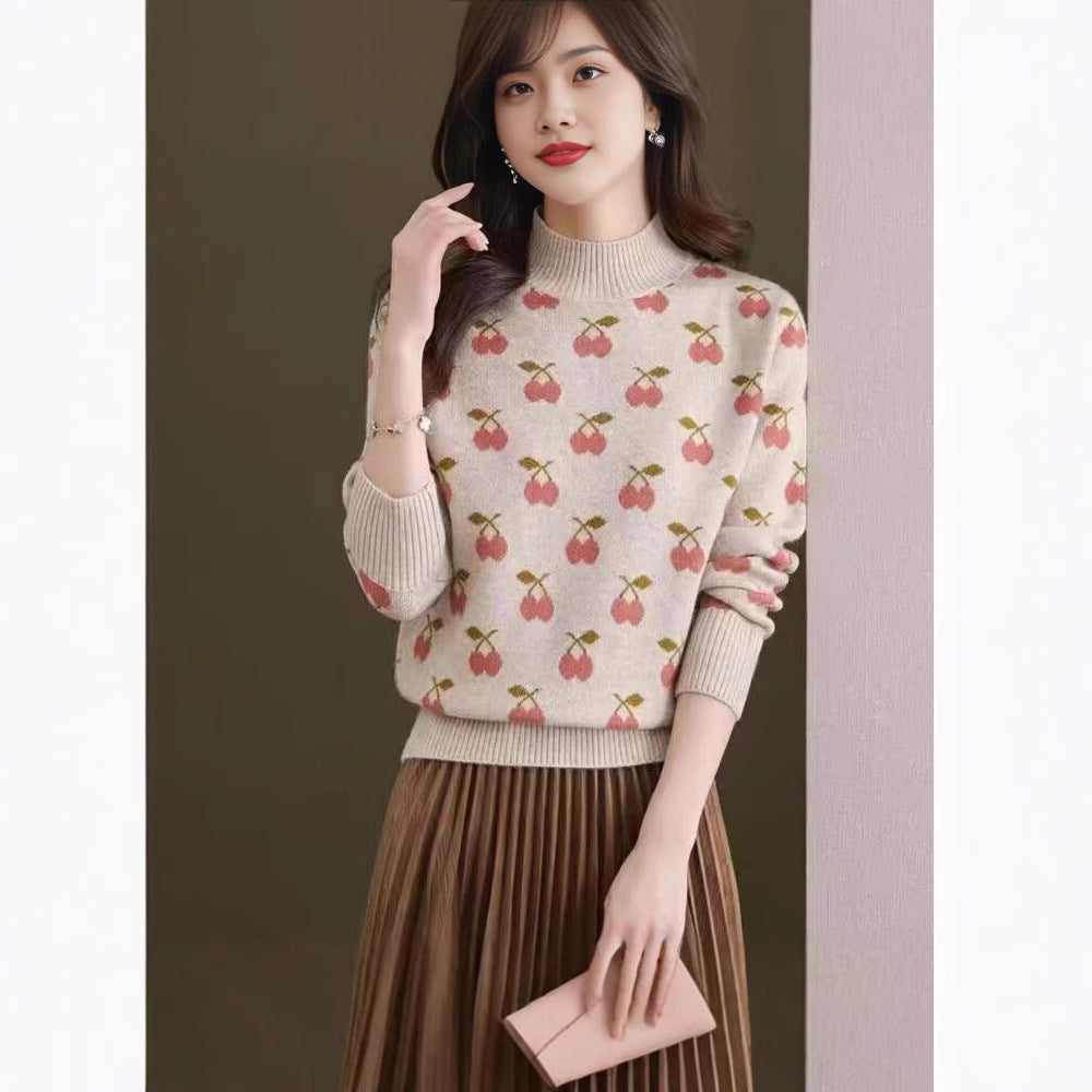 Women's Cashmere Sweater Autumn And Winter New Half Turtleneck Bottoming Shirt