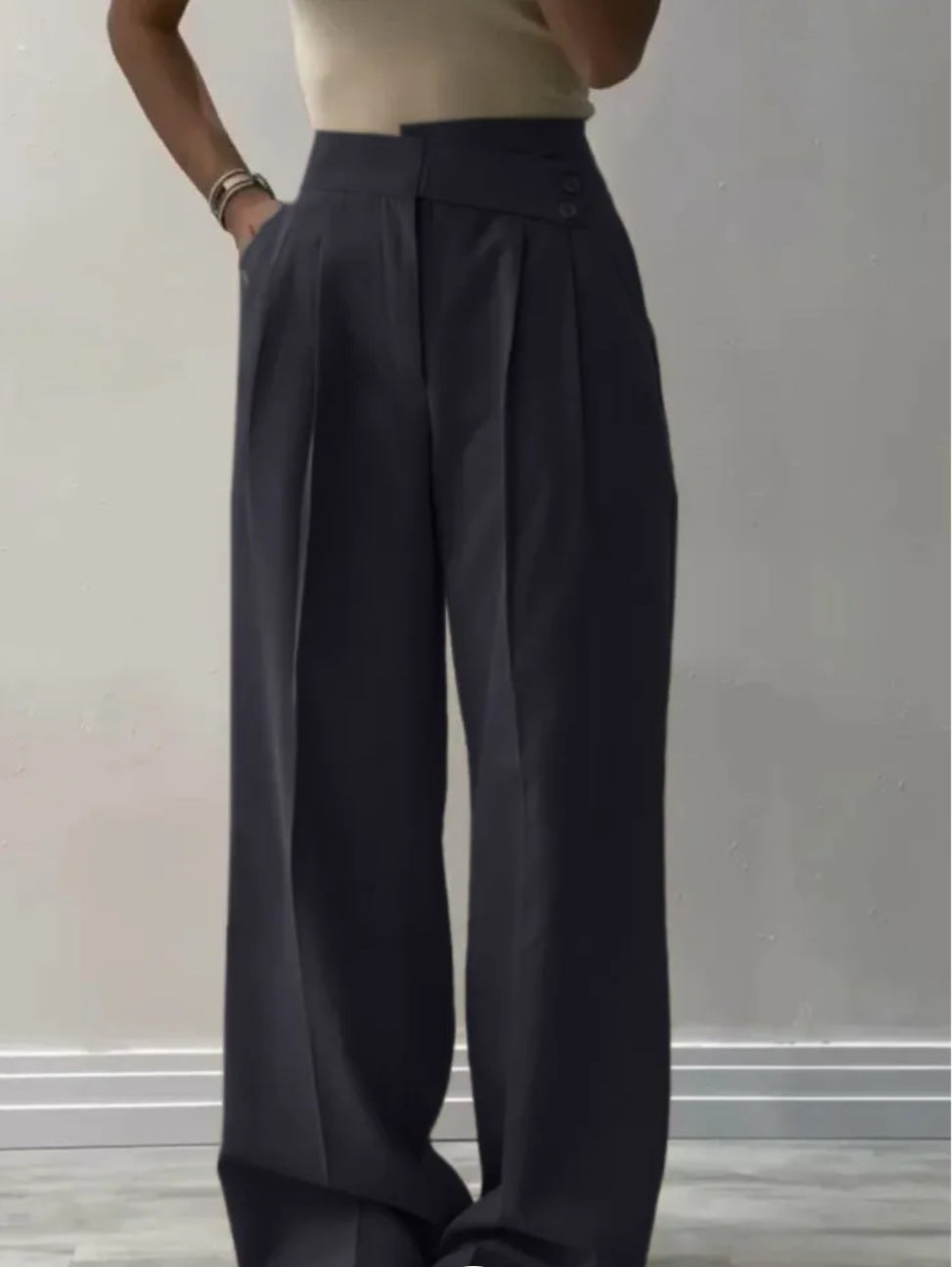 Women's Irregular Waist Wide Leg Pants Suit Pants