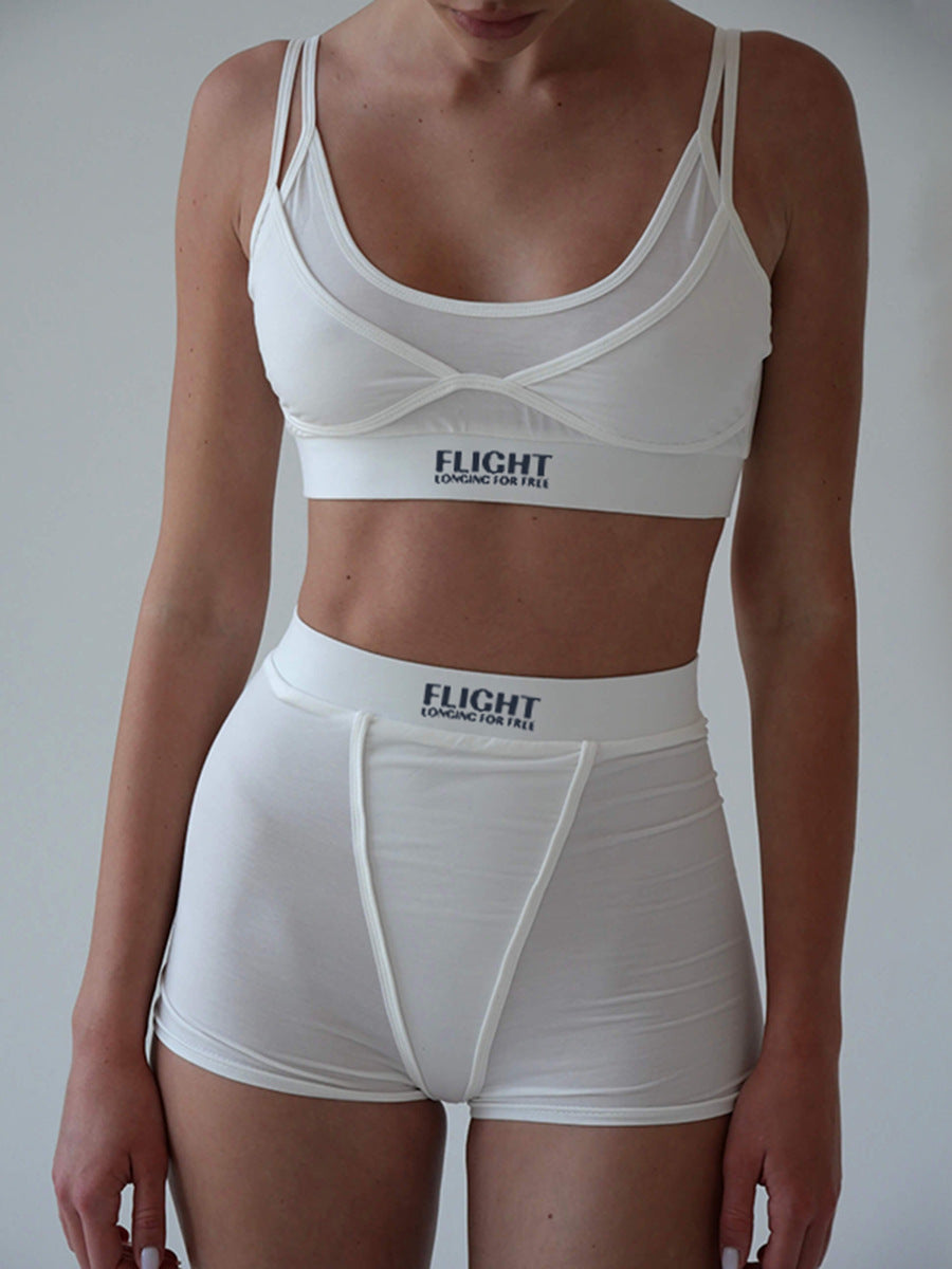 Women's Fake Two-piece Sports Vest Top Suit