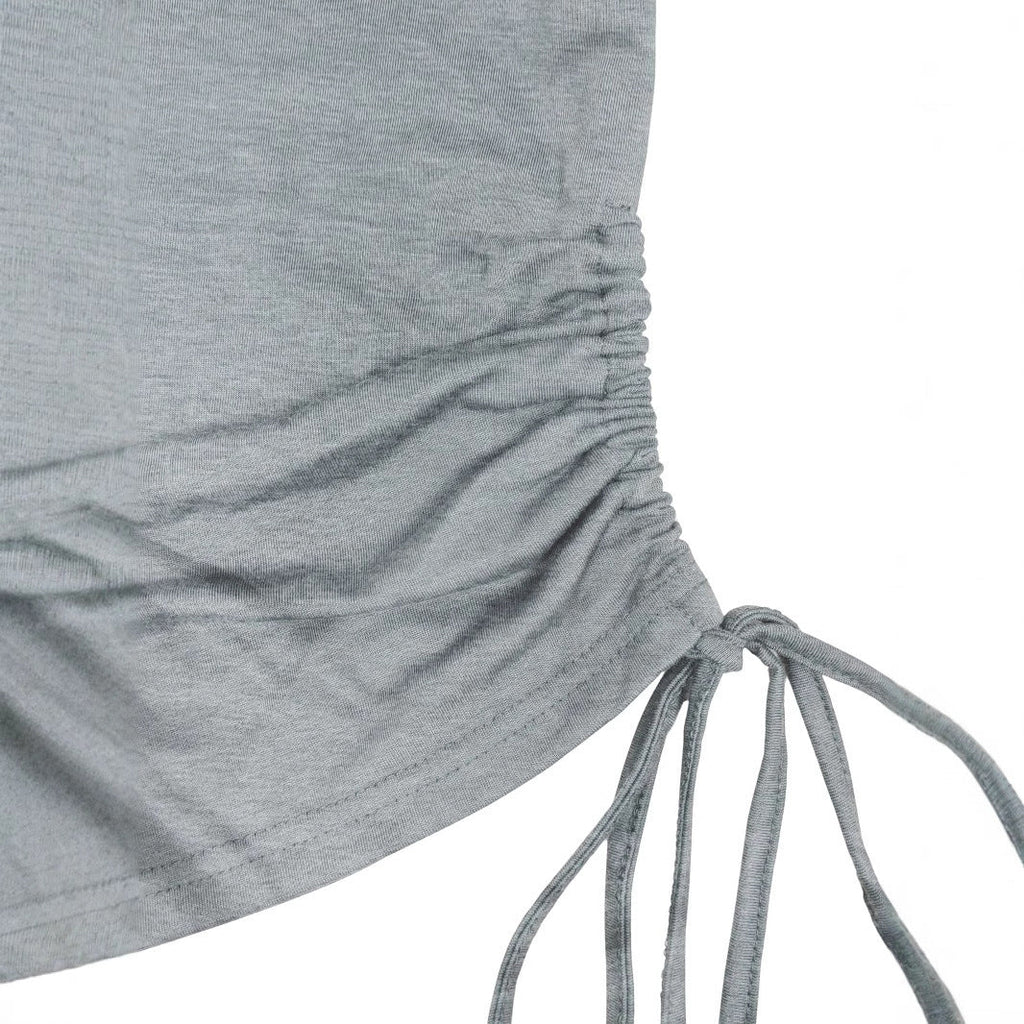 Women's Summer Solid Color Waist Pleat Off Shoulder Short Sleeved T-shirt