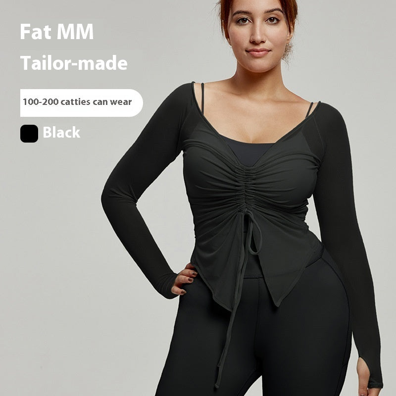 Plus Size Yoga Wear Blouse Long Sleeve Fat Top