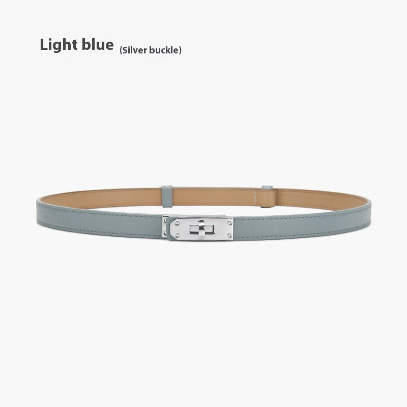 Retro Waist Decorations Women's Leather Thin Belt