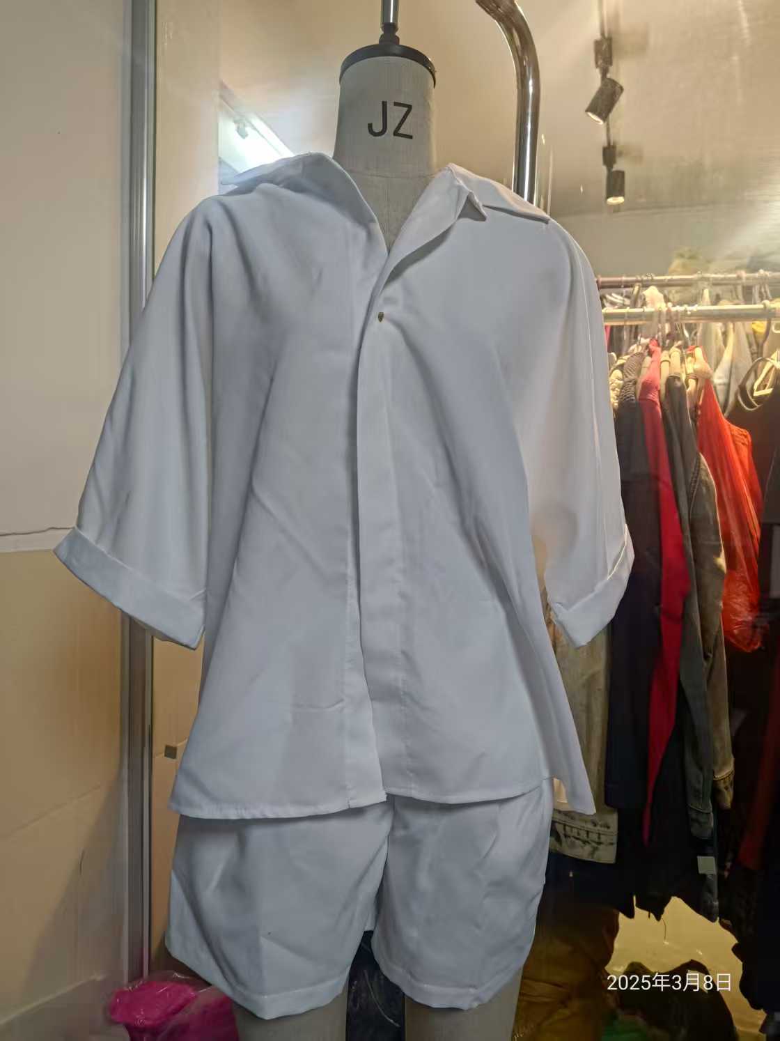 Fashion Polo Collar Half Sleeve Top And Shorts Two-piece Set