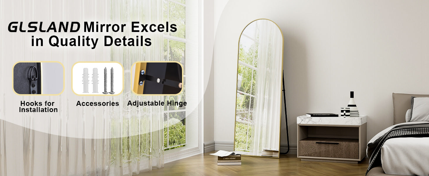 Full Length Arched Mirror-Aluminum Alloy Frame High Definition-Full Body Mirror for Bedroom or Living Room