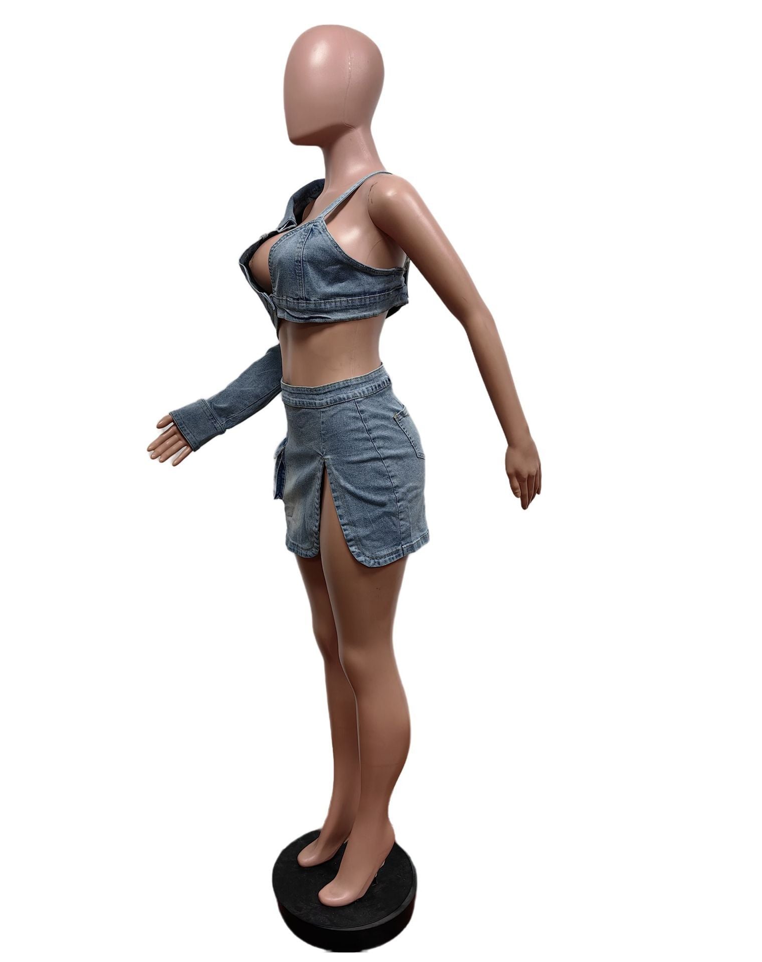 Fashion Personality Ladies Denim Stretch Suit