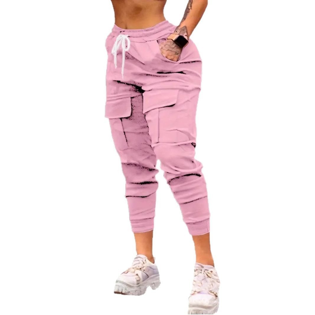 Plus Size Fashion Drawstring Bag Pocket Casual Working Pants