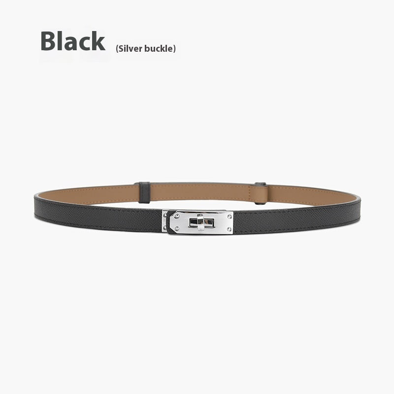 Retro Waist Decorations Women's Leather Thin Belt