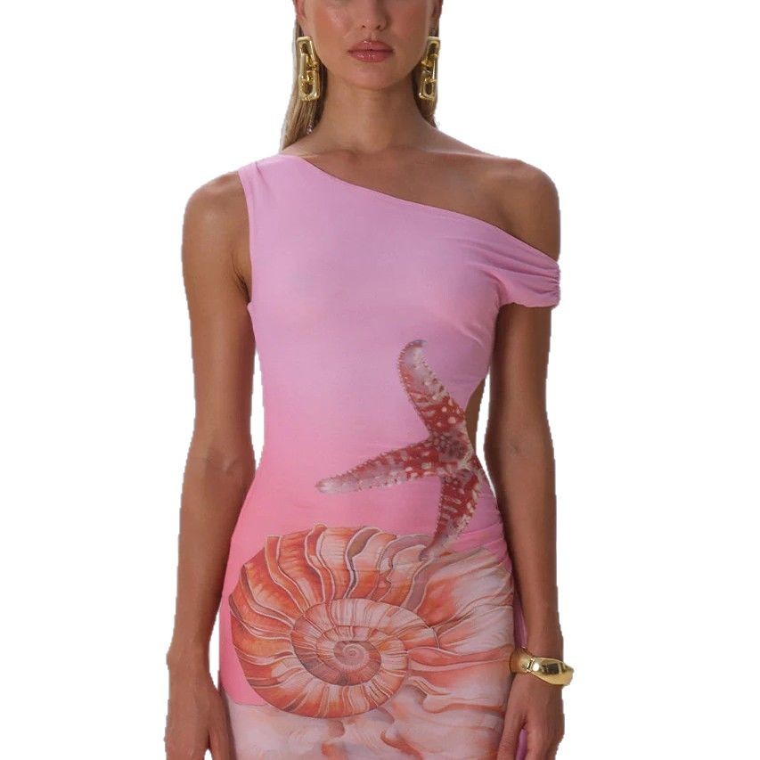 Off-shoulder Slim Fit Waist Dress