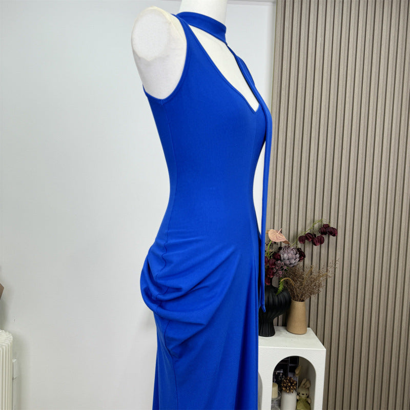 Retro Slim Fit Waist Trimming Spaghetti Straps Dress