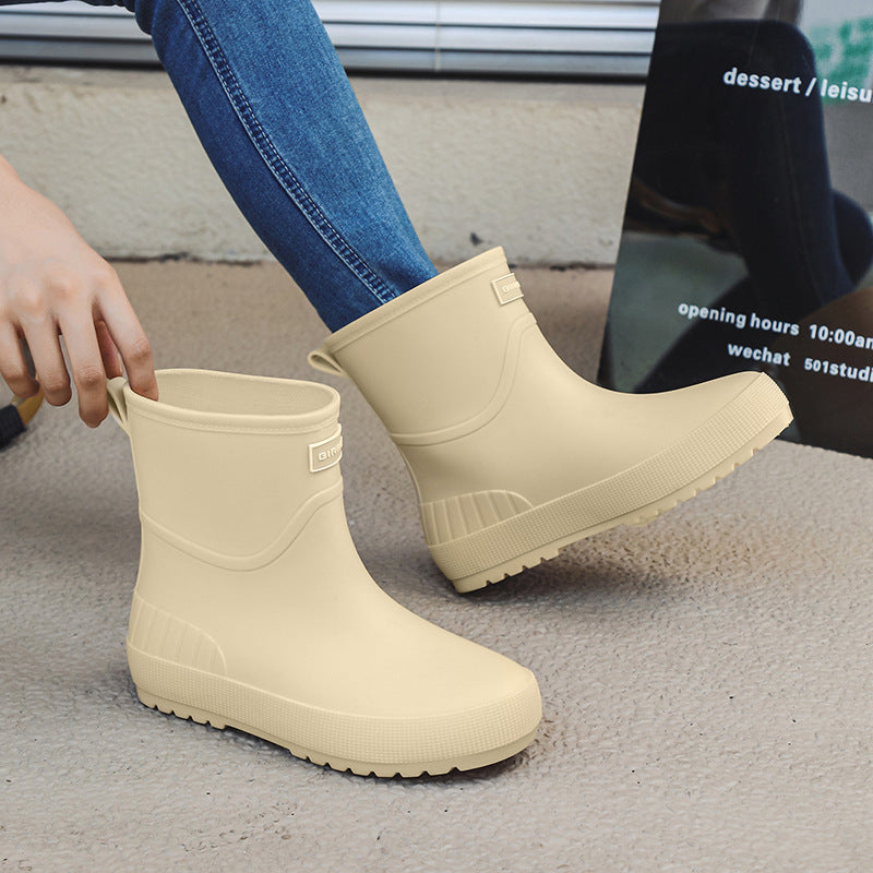 Mid-calf Women's Stylish Water Shoes Outdoor Non-slip Adult Rain Boots