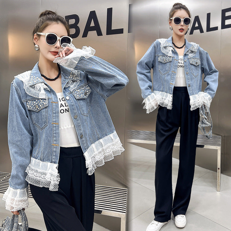 Niche Short Washed Beaded Coat Top