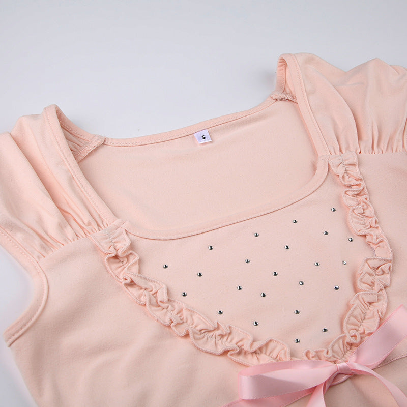 Cute Girl Bow Short Sleeve