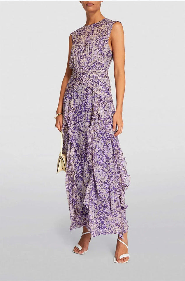 Spring And Summer Off-the-shoulder Women's Clothing V-neck Chiffon Dress