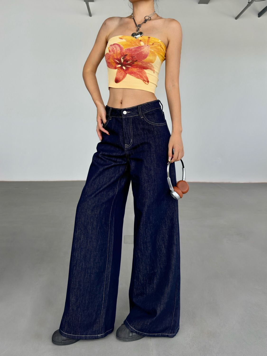 Fashion Retro Wide Leg Jeans For Women