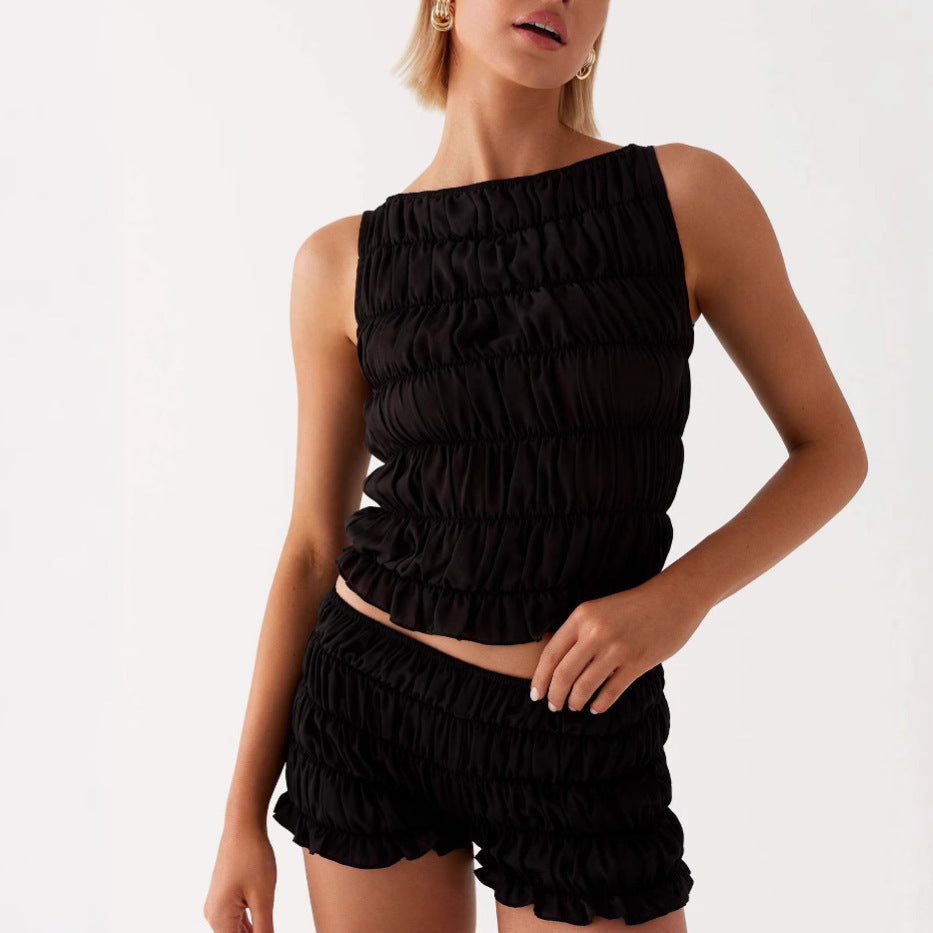 Women's Sleeveless Midriff-baring Suit