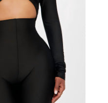 Women's V-neck Long Sleeve Top High Waist Jumpsuit